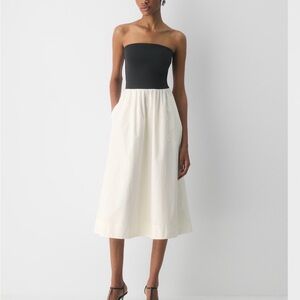 Strapless Black & Cream Midi Dress